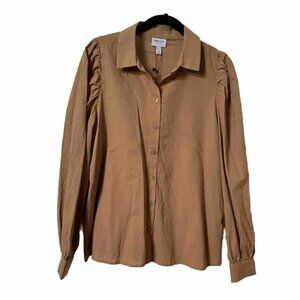 NWT Aware by Vero Moda Puff Sleeve Button Front Cotton Blouse Womens Medium